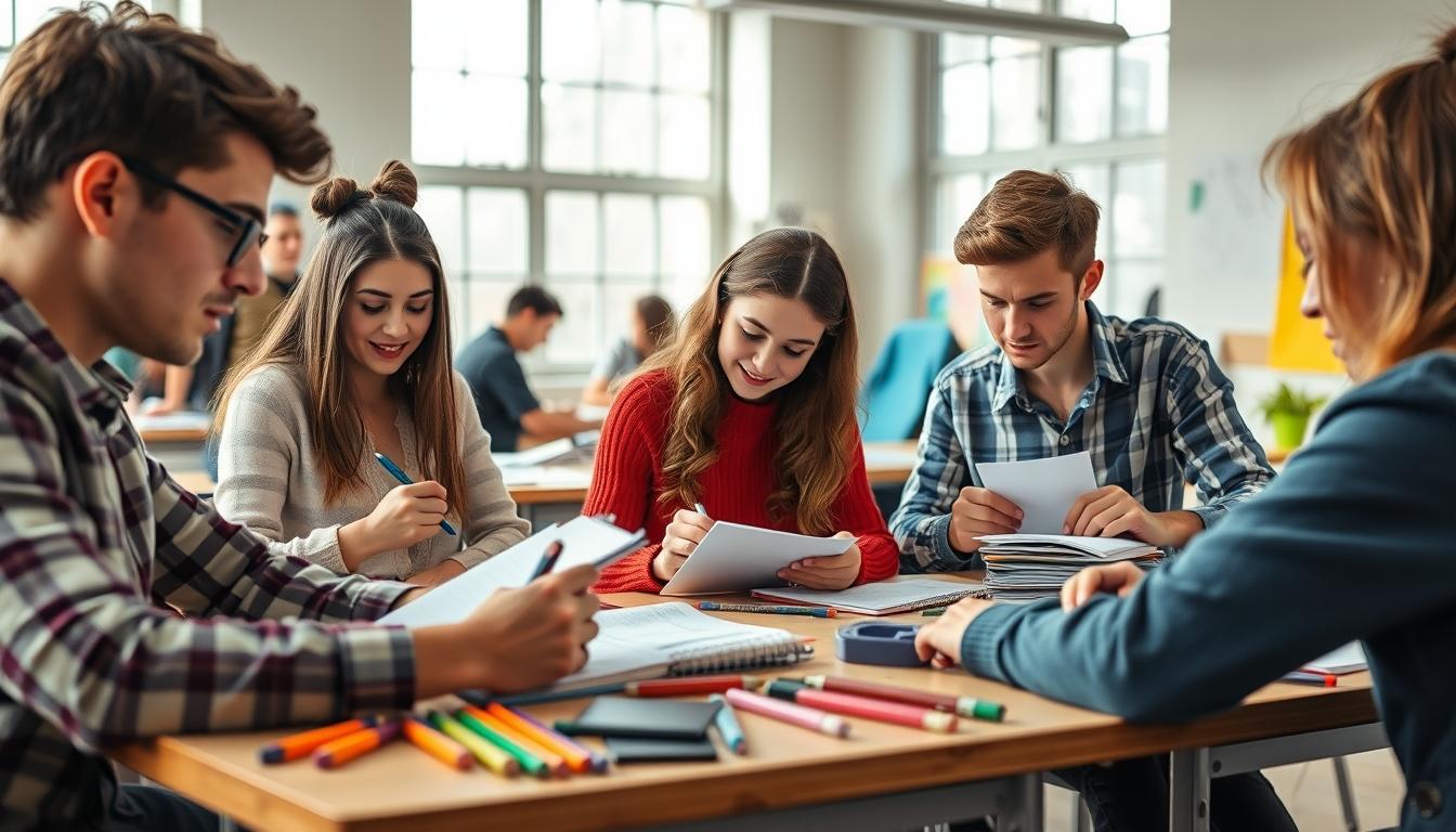 Student using learning strategies while studying